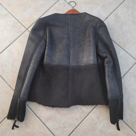 WRAP LONDON Suede and Leather Sheepskin Shearling Leah Jacket XS - Picture 4 of 12